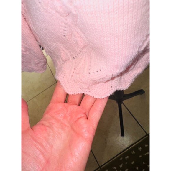 Vintage Sidney Gould Pink Cable Knit Cardigan Sweater Crochet Preppy Cottage S - Picture 11 of 11